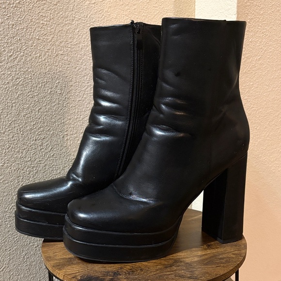 Dream Pairs Shoes - Dream Pairs Black Chunky Heel Boots